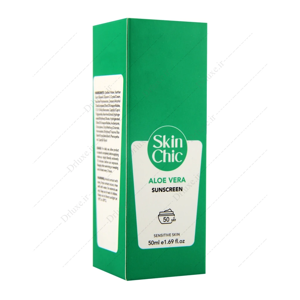 کرم ضد آفتاب SPF50 پوست حساس اسکین شیک حاوی آلوئه ورا